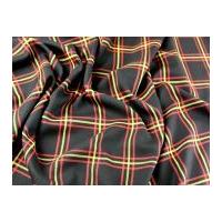 Plaid Check Polyester & Viscose Tartan Suiting Dress Fabric Black, Yellow & Red