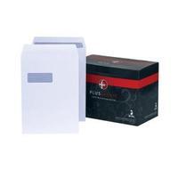 Plus Fabric Pocket Envelopes 120gm2 Press Seal Window C4 White 1 x