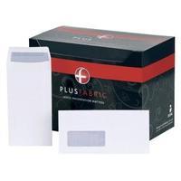 Plus Fabric Pocket Envelopes 110gm2 Press Seal Window DL White 1 x
