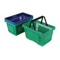 Plastic Shopping Basket Pack of 12 Green 370767