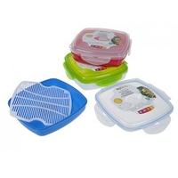 Plastic Rectangular Microwave Steamer Containers With Clip Top