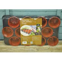 Plastic Potting Tray with 12 Plant Pots (11cm) by Garland