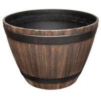 Plastic Wood Effect Wine Barrel Pot (H)36.8cm (Dia)52cm