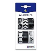 playbox washi tape 6 pcs black and white