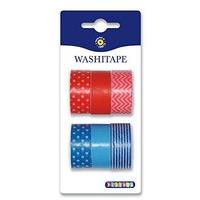 playbox washi tape 6 pcs red and blue