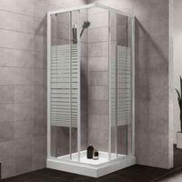 plumbsure square shower enclosure with white frame double sliding door ...