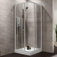 plumbsure square shower enclosure with white frame double sliding door ...