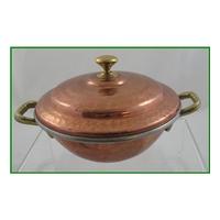 Planished copper serving dish with lid