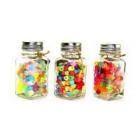 Plastic Large Hole Crow Beads in Jars Assorted Colours
