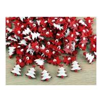 Plastic Christmas Tree Shape Novelty Buttons Red & White