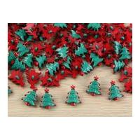 Plastic Christmas Tree Shape Novelty Buttons Red & Green