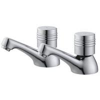 Plumbsure Opal Chrome Hot & Cold Bath Pillar Tap Pack of 2