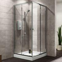 Plumbsure Square Shower Enclosure Tray & Waste Pack with Double Sliding Doors (W)800mm (D)800mm