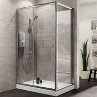 Plumbsure Rectangular Shower Enclosure Tray & Waste Pack with Single Sliding Door (W)1200mm (D)760mm