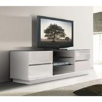 Plasma LCD TV Stand In White With Gloss Drawers