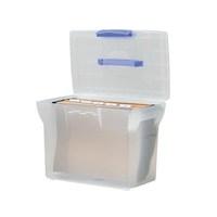 plastic home file box a4 clear for suspension files and white lid