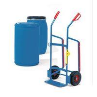 PLASTIC DRUM TROLLEY AND STAND ON RUBBER TYRES