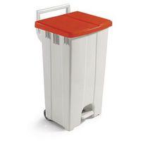 PLASTIC BIN DERBY 90 L WHITE WITH PEDAL AND RED LID