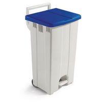 PLASTIC BIN DERBY 90 L WHITE WITH PEDAL AND BLUE LID