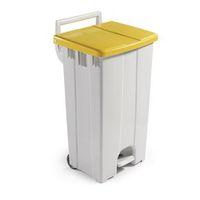 PLASTIC BIN DERBY 90 L WHITE WITH PEDAL AND YELLOW LID