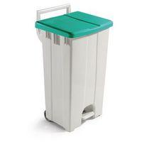 PLASTIC BIN DERBY 90 L WHITE WITH PEDAL AND GREEN LID