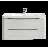 planet 900mm wall mounted vanity unit white ash