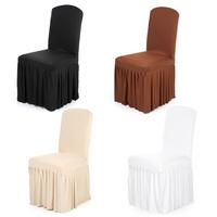 Pleated Solid Color Ruffled Stretchable Removable Washable Home Dining Chair Cover Spandex Seats Slipcover for Wedding Party Hotel Dining Room