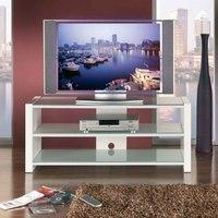 Plaza Glass LCD TV Stand In White High Gloss Supports