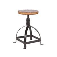 Pluto Stool In Wooden Top With Black Metal Frame