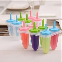 Plastic 6 Cells Coner Shape Ice Cream Tray Cube Mould Mold with Stick