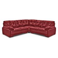 Plaza Large Faux Leather Corner Sofa Red