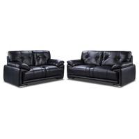 Plaza 3 and 2 Seater Faux Leather Suite Black