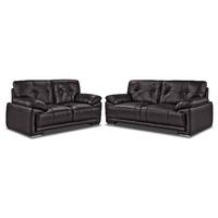 plaza 3 and 2 seater faux leather suite brown