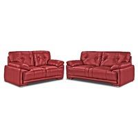 Plaza 3 and 2 Seater Faux Leather Suite Red