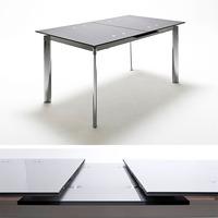 plato extendable dining table in black glass with chrome