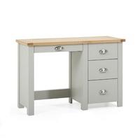 platina wooden single pedestal dressing table in oak and grey