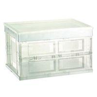 PLASTIC FOLDING CRATE WITH LID - WHITE 50L