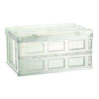 PLASTIC FOLDING CRATE WITH LID - WHITE 75L