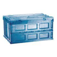 plastic folding crate with lid blue 75l