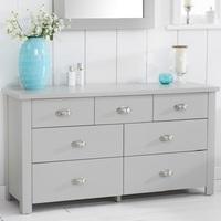 Platina Wide Chest Of Drawers In Grey With 7 Drawers