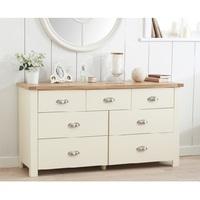Platina Wide Chest Of Drawers In Cream And Oak With 7 Drawers