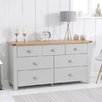 Platina Wide Chest Of Drawers In Grey And Oak With 7 Drawers