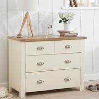 Platina Small Chest Of Drawers In Cream And Oak With 4 Drawers