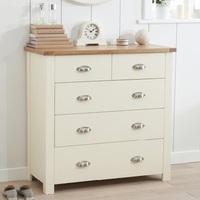 Platina Modern Chest Of Drawers In Cream And Oak With 5 Drawers