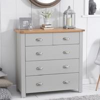 Platina Modern Chest Of Drawers In Grey And Oak With 5 Drawers