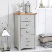 Platina Tall Chest Of Drawers In Grey And Oak With 5 Drawers