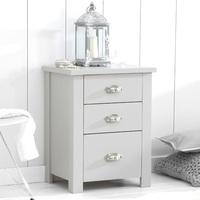 Platina Wooden Tall Bedside Cabinet In Grey With 3 Drawers