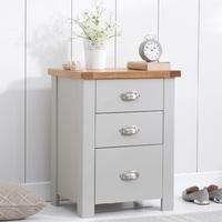 Platina Wooden Tall Bedside Cabinet In Oak And Grey