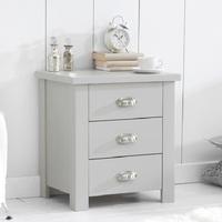 Platina Wooden Bedside Cabinet In Grey With 3 Drawers
