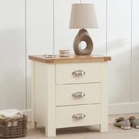 Platina Wooden Bedside Cabinet In Oak And Cream With 3 Drawers